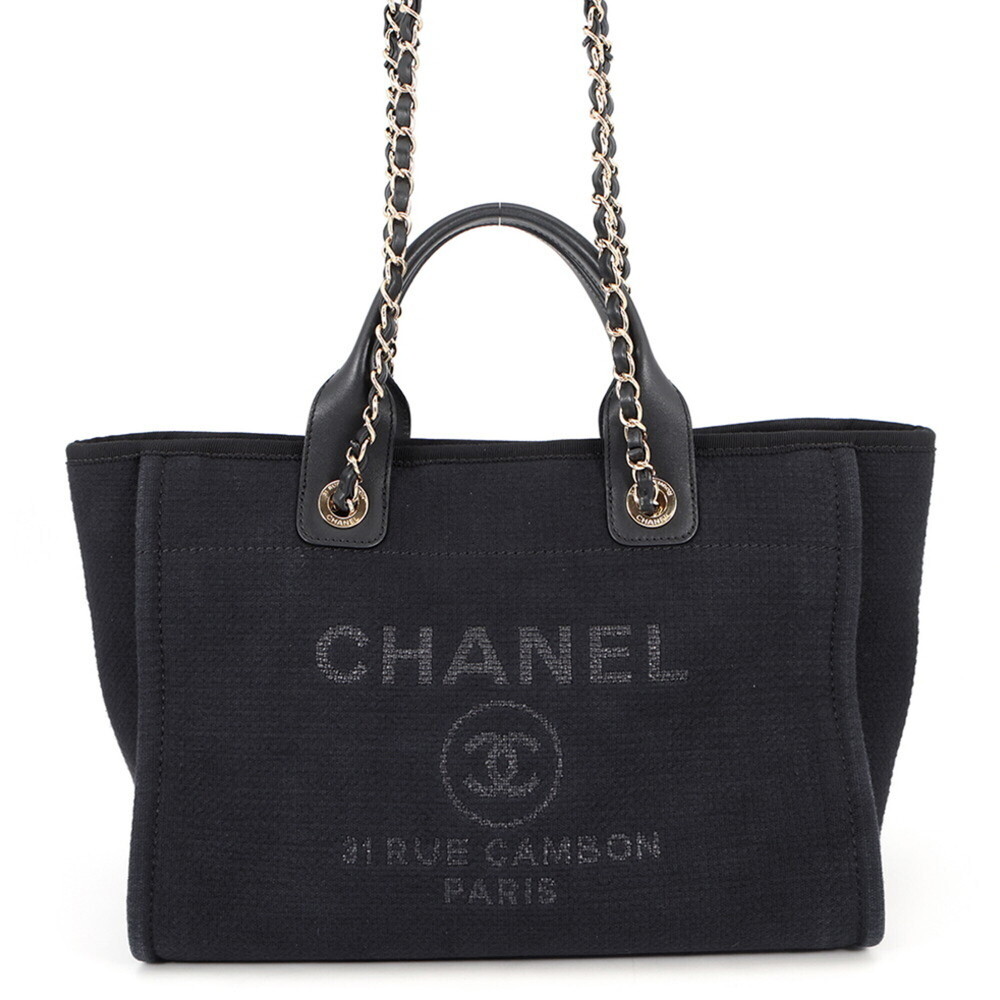 Chanel Deauville Coco Mark Small Canvas Tote Bag AS3257 CHANEL 2-way Black Ha...